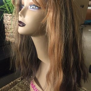 Synthetic and part human wavy shoulder length